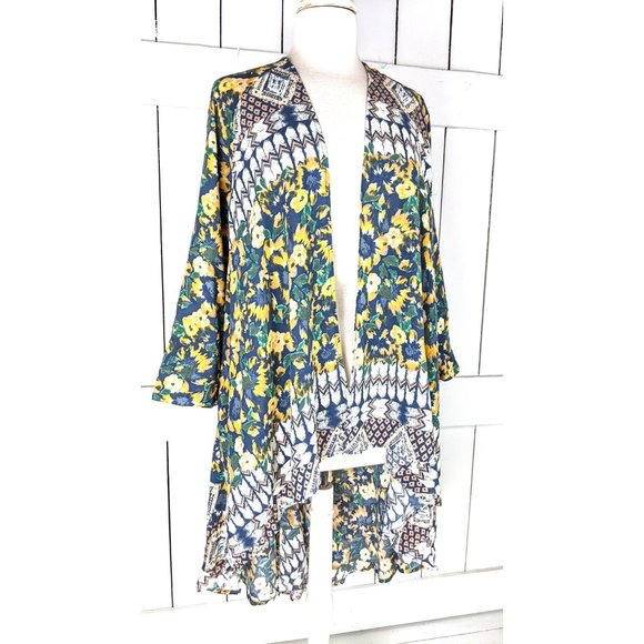 Oneill floral tribal print kimono cover up jacket - Picture 3 of 6